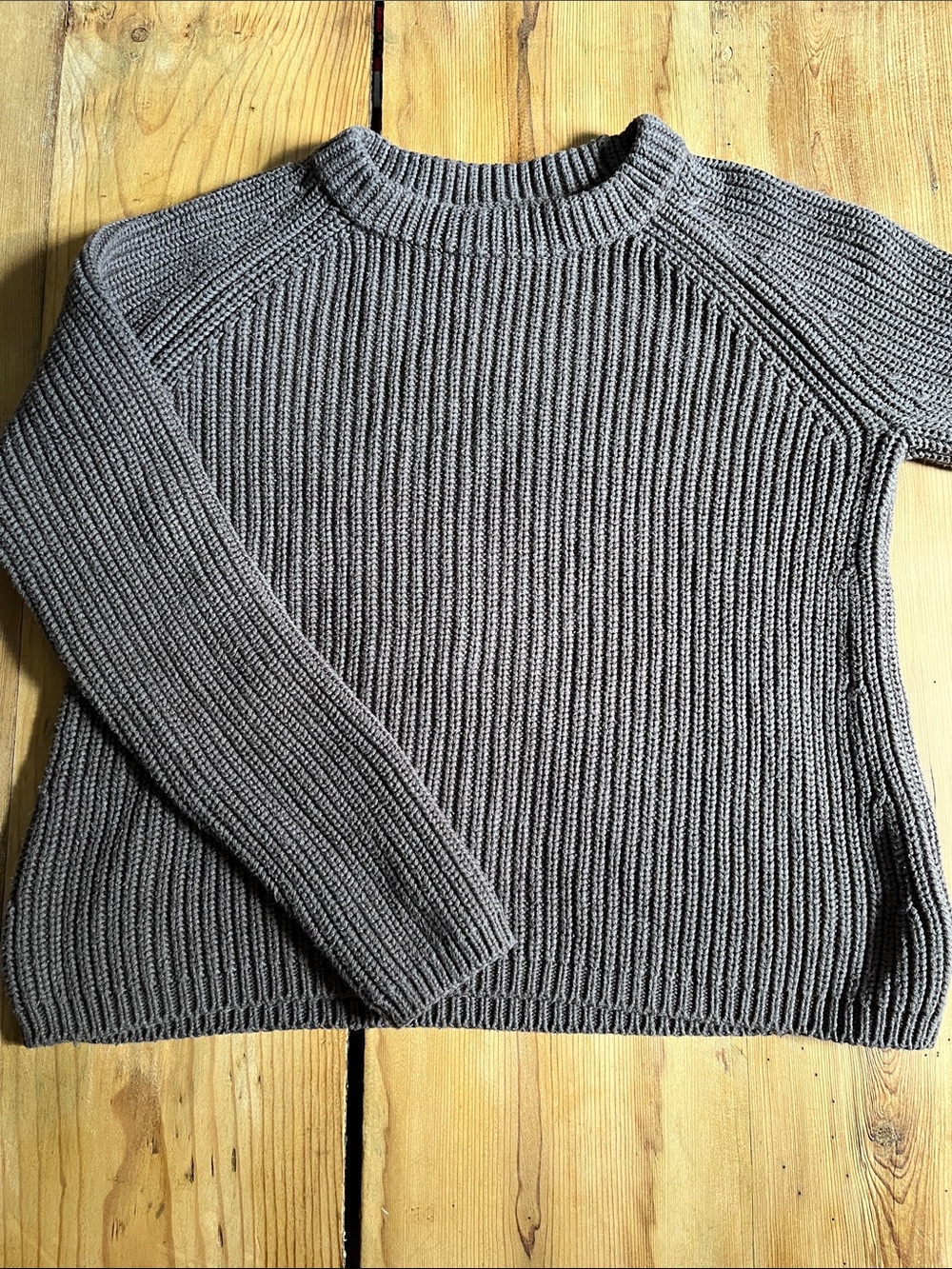 QUINCE XS Heather Brown FIsherman's Crew Sweater 100% Organic Cotton
